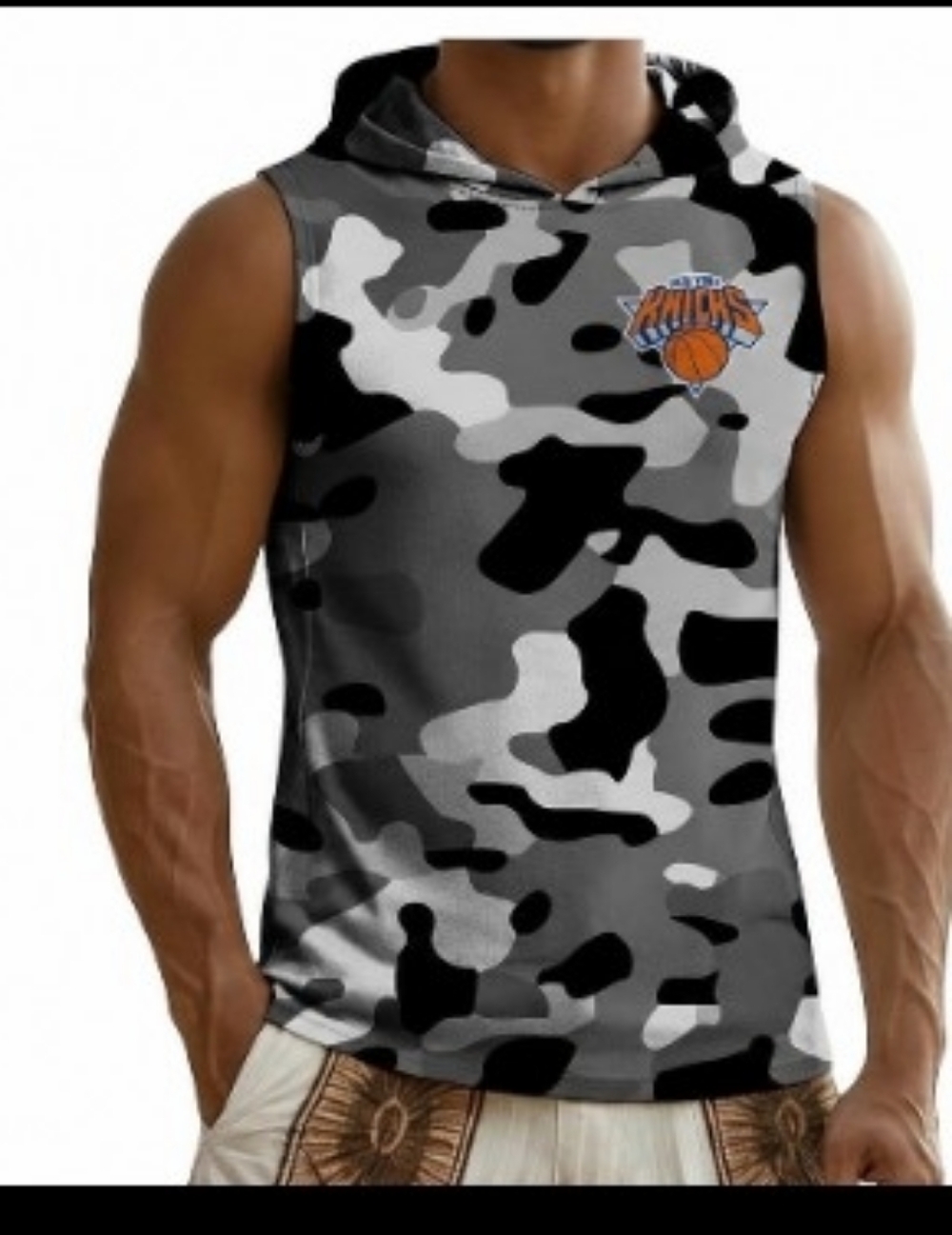 New York Knicks camo sleeveless hoodie Tank Top New W Tags .... mid weight dri f